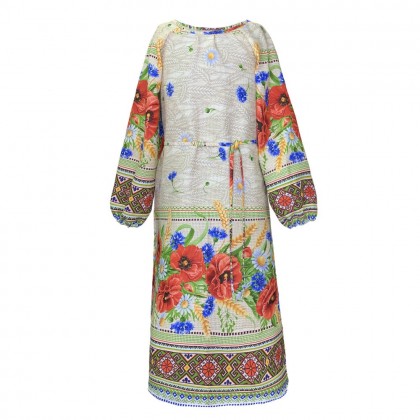 Long shirt from flax for girl,women, Russian dress,folk costume, folk dress,Loose dress, Linen Dress, long Linen tunic, Linen russian dress