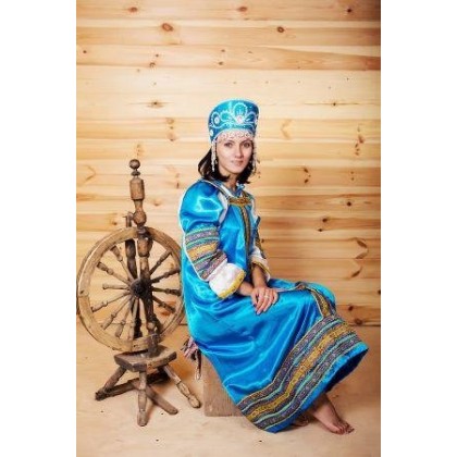 Russian dress for girl and woman "Alenushka", Slavic folklore, Ethnic clothing, Russian costume of artificial satin