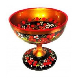 Candy bowl with Khokhloma painting, Hand painted c..