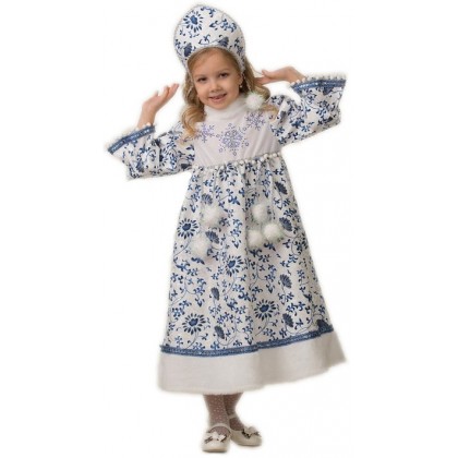 Costume the Snow Maiden + kokoshnik, Snegurochka, Russian costume winter traditional, Winter dress for girl,  gzhel