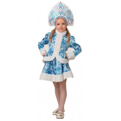 Costume the Snow Maiden + kokoshnik, Snegurochka, Russian costume winter traditional, Winter dress for girl,  gzhel