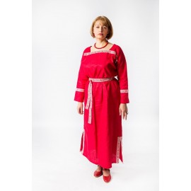 Loose red dress / Unique Linen Dress/ long Linen t..