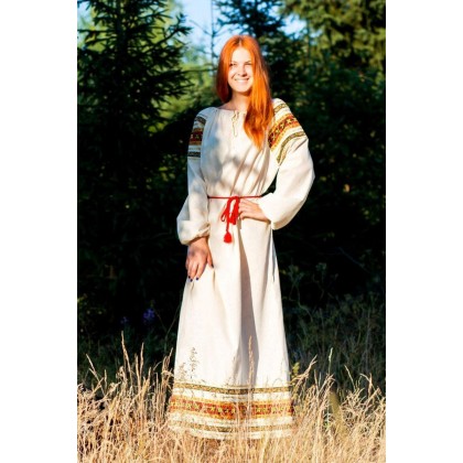 Loose dress, family look, long cotton tunic, cotton dress, Russian folklore costume, Russian traditional dress for girl, woman