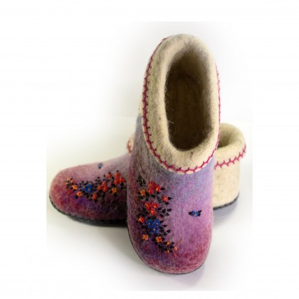 Felt boots shoes, slippers, Slavic historical footwear, ethnic footwear, country style, eco-friendly shoes, wool felt shoes